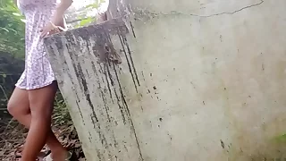 Quicky hard fucked cum outside my pussy in a creepy wicked place