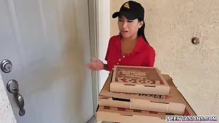 Twirp Romero and Rion King wants some pizza and Ember Snow delivered it fresh and hot with an extra threesome service&period;